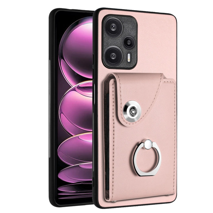 Caja del teléfono de la PU del tenedor del anillo del bolso de la tarjeta del órgano, For Xiaomi Redmi A3 4G, For Xiaomi Redmi Note 13 Pro 4G Global, For Xiaomi Redmi Note 13 4G Global, For Xiaomi Redmi 13C 5G / Redmi 13R                               ...