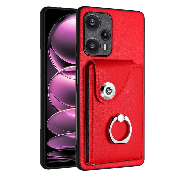 Caja del teléfono de la PU del tenedor del anillo del bolso de la tarjeta del órgano, For Xiaomi Redmi A3 4G, For Xiaomi Redmi Note 13 Pro 4G Global, For Xiaomi Redmi Note 13 4G Global, For Xiaomi Redmi 13C 5G / Redmi 13R                               ...