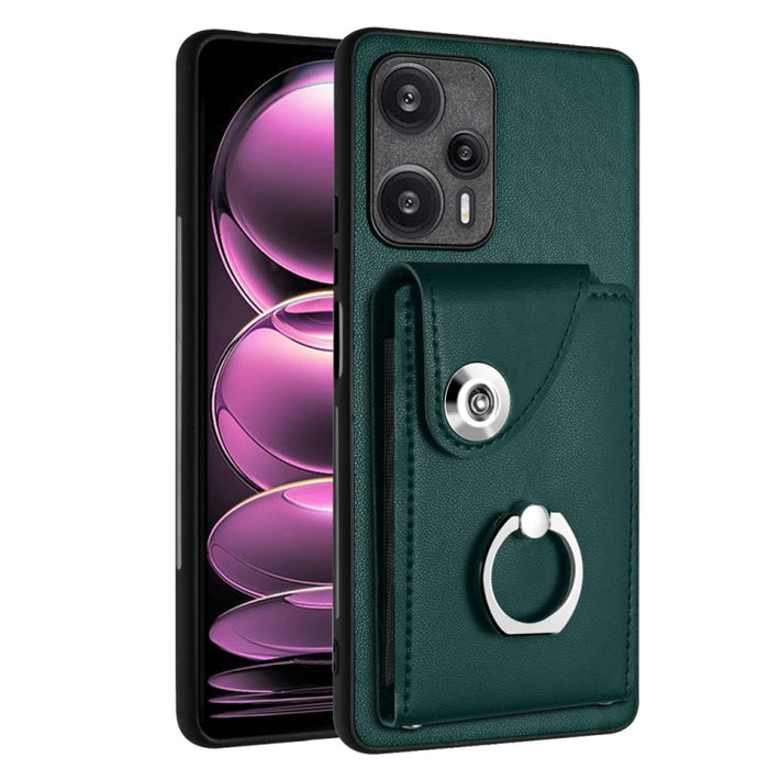 Caja del teléfono de la PU del tenedor del anillo del bolso de la tarjeta del órgano, For Xiaomi Redmi A3 4G, For Xiaomi Redmi Note 13 Pro 4G Global, For Xiaomi Redmi Note 13 4G Global, For Xiaomi Redmi 13C 5G / Redmi 13R                               ...