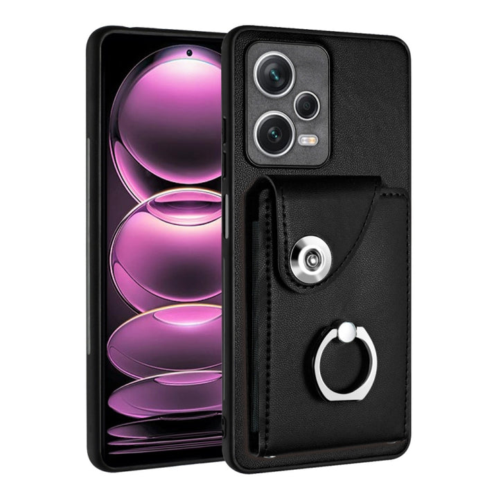 Caja del teléfono de la PU del tenedor del anillo del bolso de la tarjeta del órgano, For Xiaomi Redmi A3 4G, For Xiaomi Redmi Note 13 Pro 4G Global, For Xiaomi Redmi Note 13 4G Global, For Xiaomi Redmi 13C 5G / Redmi 13R                               ...