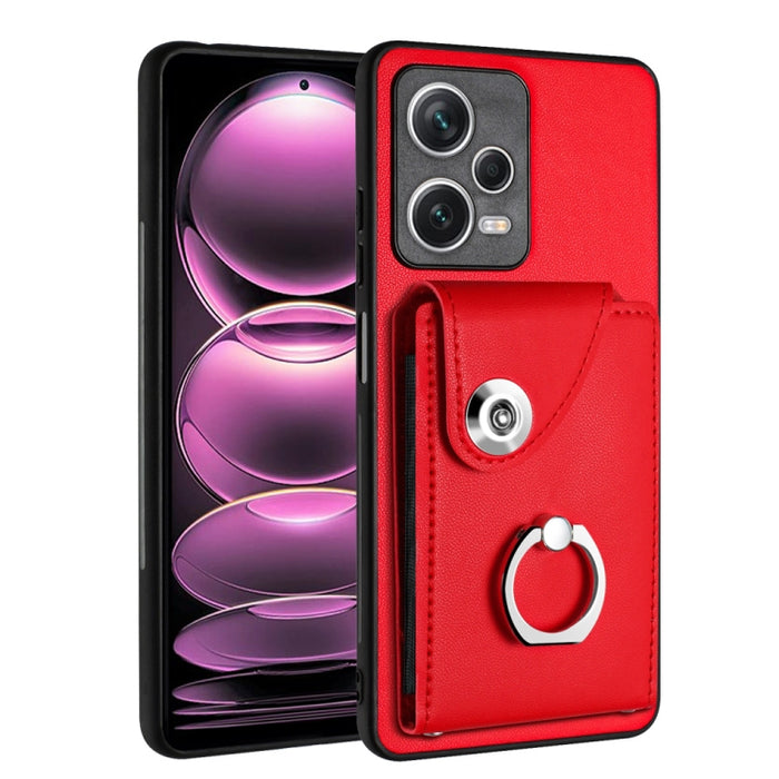 Caja del teléfono de la PU del tenedor del anillo del bolso de la tarjeta del órgano, For Xiaomi Redmi A3 4G, For Xiaomi Redmi Note 13 Pro 4G Global, For Xiaomi Redmi Note 13 4G Global, For Xiaomi Redmi 13C 5G / Redmi 13R                               ...