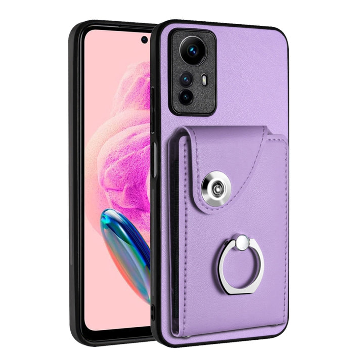 Caja del teléfono de la PU del tenedor del anillo del bolso de la tarjeta del órgano, For Xiaomi Redmi A3 4G, For Xiaomi Redmi Note 13 Pro 4G Global, For Xiaomi Redmi Note 13 4G Global, For Xiaomi Redmi 13C 5G / Redmi 13R                               ...