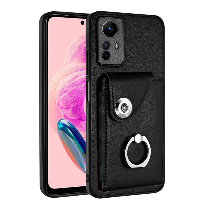 Caja del teléfono de la PU del tenedor del anillo del bolso de la tarjeta del órgano, For Xiaomi Redmi A3 4G, For Xiaomi Redmi Note 13 Pro 4G Global, For Xiaomi Redmi Note 13 4G Global, For Xiaomi Redmi 13C 5G / Redmi 13R                               ...