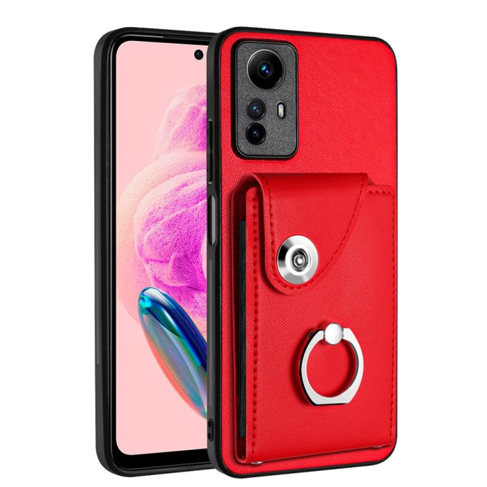 Caja del teléfono de la PU del tenedor del anillo del bolso de la tarjeta del órgano, For Xiaomi Redmi A3 4G, For Xiaomi Redmi Note 13 Pro 4G Global, For Xiaomi Redmi Note 13 4G Global, For Xiaomi Redmi 13C 5G / Redmi 13R                               ...