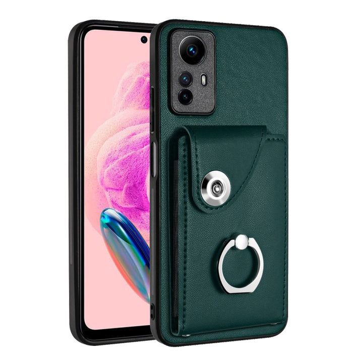 Caja del teléfono de la PU del tenedor del anillo del bolso de la tarjeta del órgano, For Xiaomi Redmi A3 4G, For Xiaomi Redmi Note 13 Pro 4G Global, For Xiaomi Redmi Note 13 4G Global, For Xiaomi Redmi 13C 5G / Redmi 13R                               ...