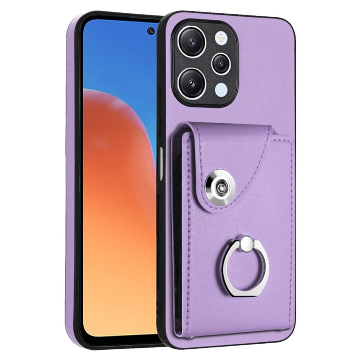 Caja del teléfono de la PU del tenedor del anillo del bolso de la tarjeta del órgano, For Xiaomi Redmi A3 4G, For Xiaomi Redmi Note 13 Pro 4G Global, For Xiaomi Redmi Note 13 4G Global, For Xiaomi Redmi 13C 5G / Redmi 13R                               ...