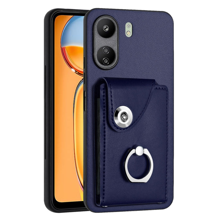 Caja del teléfono de la PU del tenedor del anillo del bolso de la tarjeta del órgano, For Xiaomi Redmi A3 4G, For Xiaomi Redmi Note 13 Pro 4G Global, For Xiaomi Redmi Note 13 4G Global, For Xiaomi Redmi 13C 5G / Redmi 13R                               ...