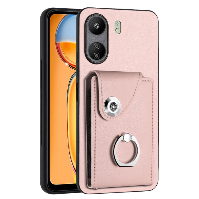 Caja del teléfono de la PU del tenedor del anillo del bolso de la tarjeta del órgano, For Xiaomi Redmi A3 4G, For Xiaomi Redmi Note 13 Pro 4G Global, For Xiaomi Redmi Note 13 4G Global, For Xiaomi Redmi 13C 5G / Redmi 13R                               ...