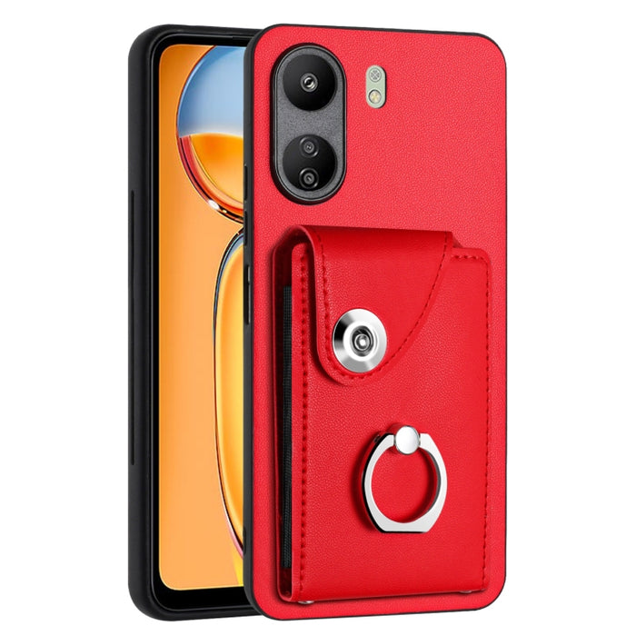 Caja del teléfono de la PU del tenedor del anillo del bolso de la tarjeta del órgano, For Xiaomi Redmi A3 4G, For Xiaomi Redmi Note 13 Pro 4G Global, For Xiaomi Redmi Note 13 4G Global, For Xiaomi Redmi 13C 5G / Redmi 13R                               ...