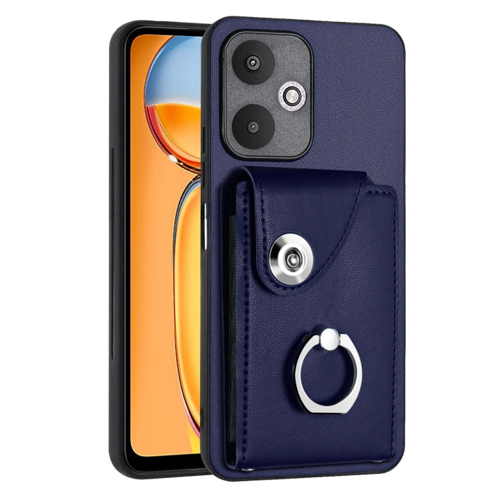 Caja del teléfono de la PU del tenedor del anillo del bolso de la tarjeta del órgano, For Xiaomi Redmi A3 4G, For Xiaomi Redmi Note 13 Pro 4G Global, For Xiaomi Redmi Note 13 4G Global, For Xiaomi Redmi 13C 5G / Redmi 13R                               ...