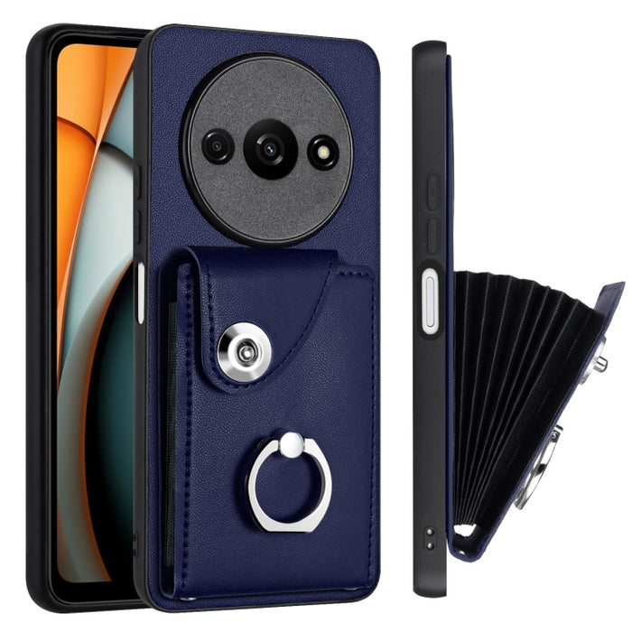 Caja del teléfono de la PU del tenedor del anillo del bolso de la tarjeta del órgano, For Xiaomi Redmi A3 4G, For Xiaomi Redmi Note 13 Pro 4G Global, For Xiaomi Redmi Note 13 4G Global, For Xiaomi Redmi 13C 5G / Redmi 13R                               ...
