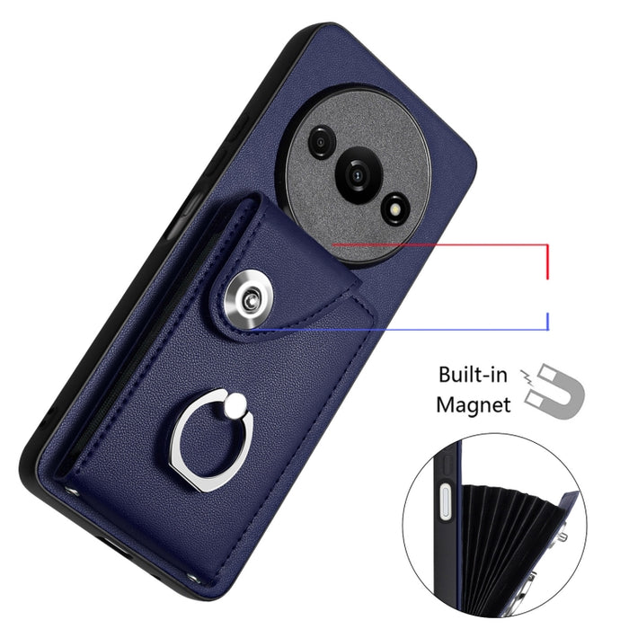 Caja del teléfono de la PU del tenedor del anillo del bolso de la tarjeta del órgano, For Xiaomi Redmi A3 4G, For Xiaomi Redmi Note 13 Pro 4G Global, For Xiaomi Redmi Note 13 4G Global, For Xiaomi Redmi 13C 5G / Redmi 13R                               ...