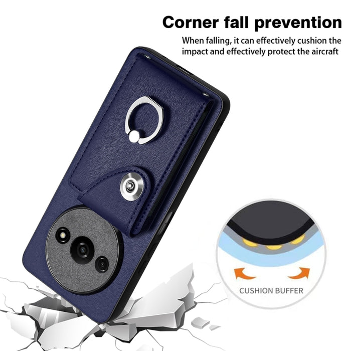 Caja del teléfono de la PU del tenedor del anillo del bolso de la tarjeta del órgano, For Xiaomi Redmi A3 4G, For Xiaomi Redmi Note 13 Pro 4G Global, For Xiaomi Redmi Note 13 4G Global, For Xiaomi Redmi 13C 5G / Redmi 13R                               ...