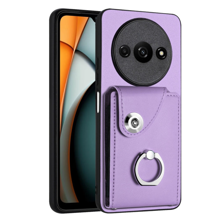 Caja del teléfono de la PU del tenedor del anillo del bolso de la tarjeta del órgano, For Xiaomi Redmi A3 4G, For Xiaomi Redmi Note 13 Pro 4G Global, For Xiaomi Redmi Note 13 4G Global, For Xiaomi Redmi 13C 5G / Redmi 13R                               ...