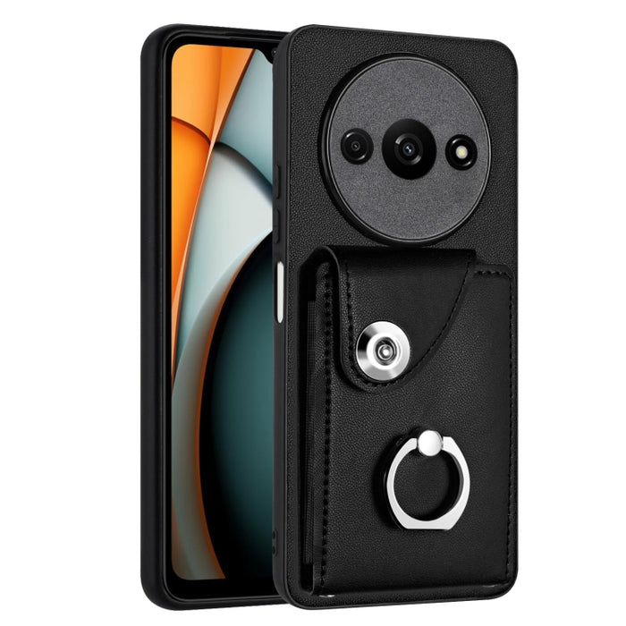 Caja del teléfono de la PU del tenedor del anillo del bolso de la tarjeta del órgano, For Xiaomi Redmi A3 4G, For Xiaomi Redmi Note 13 Pro 4G Global, For Xiaomi Redmi Note 13 4G Global, For Xiaomi Redmi 13C 5G / Redmi 13R                               ...