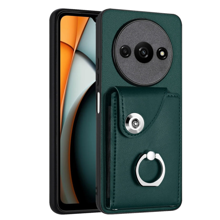 Caja del teléfono de la PU del tenedor del anillo del bolso de la tarjeta del órgano, For Xiaomi Redmi A3 4G, For Xiaomi Redmi Note 13 Pro 4G Global, For Xiaomi Redmi Note 13 4G Global, For Xiaomi Redmi 13C 5G / Redmi 13R                               ...