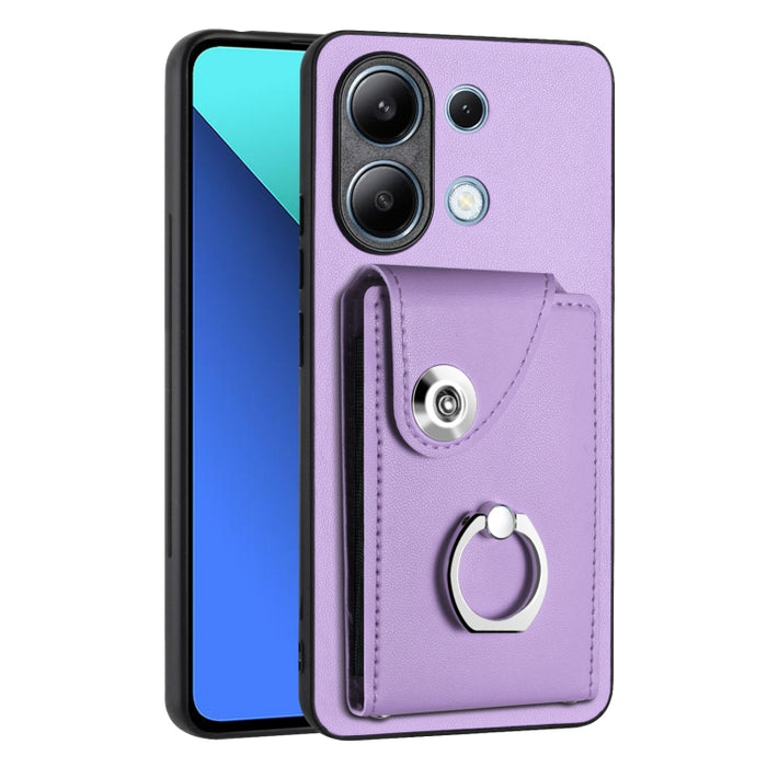 Caja del teléfono de la PU del tenedor del anillo del bolso de la tarjeta del órgano, For Xiaomi Redmi A3 4G, For Xiaomi Redmi Note 13 Pro 4G Global, For Xiaomi Redmi Note 13 4G Global, For Xiaomi Redmi 13C 5G / Redmi 13R                               ...