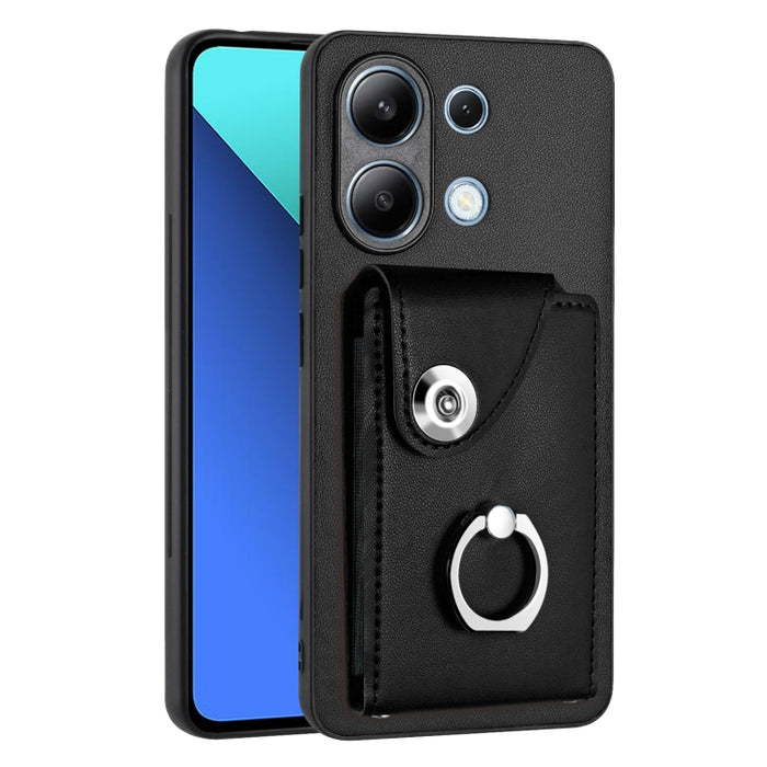 Caja del teléfono de la PU del tenedor del anillo del bolso de la tarjeta del órgano, For Xiaomi Redmi A3 4G, For Xiaomi Redmi Note 13 Pro 4G Global, For Xiaomi Redmi Note 13 4G Global, For Xiaomi Redmi 13C 5G / Redmi 13R                               ...