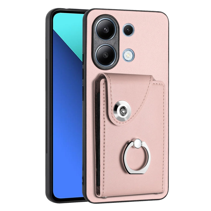 Caja del teléfono de la PU del tenedor del anillo del bolso de la tarjeta del órgano, For Xiaomi Redmi A3 4G, For Xiaomi Redmi Note 13 Pro 4G Global, For Xiaomi Redmi Note 13 4G Global, For Xiaomi Redmi 13C 5G / Redmi 13R                               ...
