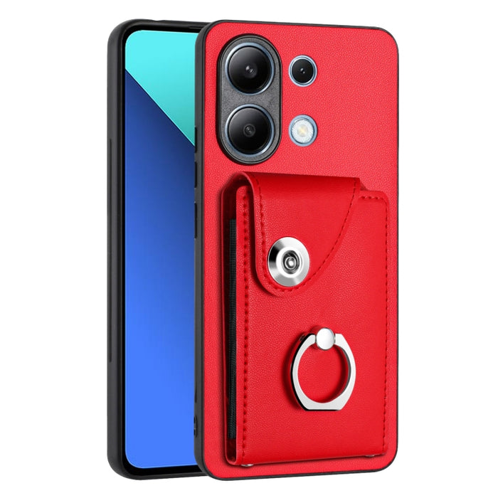 Caja del teléfono de la PU del tenedor del anillo del bolso de la tarjeta del órgano, For Xiaomi Redmi A3 4G, For Xiaomi Redmi Note 13 Pro 4G Global, For Xiaomi Redmi Note 13 4G Global, For Xiaomi Redmi 13C 5G / Redmi 13R                               ...