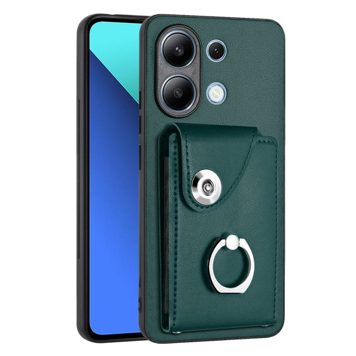 Caja del teléfono de la PU del tenedor del anillo del bolso de la tarjeta del órgano, For Xiaomi Redmi A3 4G, For Xiaomi Redmi Note 13 Pro 4G Global, For Xiaomi Redmi Note 13 4G Global, For Xiaomi Redmi 13C 5G / Redmi 13R                               ...