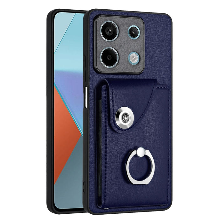 Caja del teléfono de la PU del tenedor del anillo del bolso de la tarjeta del órgano, For Xiaomi Redmi A3 4G, For Xiaomi Redmi Note 13 Pro 4G Global, For Xiaomi Redmi Note 13 4G Global, For Xiaomi Redmi 13C 5G / Redmi 13R                               ...