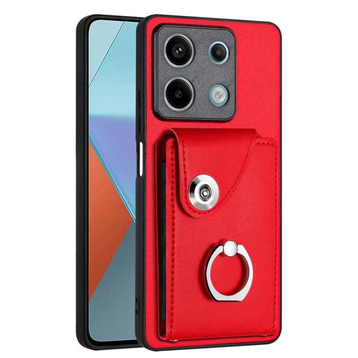Caja del teléfono de la PU del tenedor del anillo del bolso de la tarjeta del órgano, For Xiaomi Redmi A3 4G, For Xiaomi Redmi Note 13 Pro 4G Global, For Xiaomi Redmi Note 13 4G Global, For Xiaomi Redmi 13C 5G / Redmi 13R                               ...
