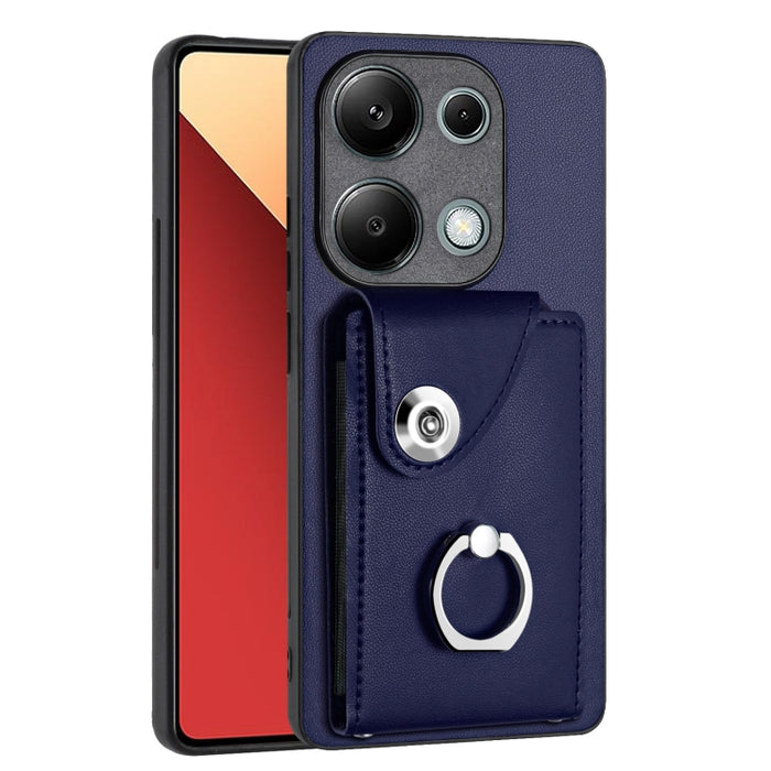 Caja del teléfono de la PU del tenedor del anillo del bolso de la tarjeta del órgano, For Xiaomi Redmi A3 4G, For Xiaomi Redmi Note 13 Pro 4G Global, For Xiaomi Redmi Note 13 4G Global, For Xiaomi Redmi 13C 5G / Redmi 13R                               ...
