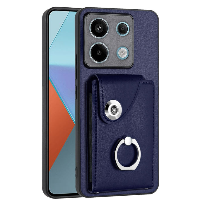 Caja del teléfono de la PU del tenedor del anillo del bolso de la tarjeta del órgano, For Xiaomi Redmi A3 4G, For Xiaomi Redmi Note 13 Pro 4G Global, For Xiaomi Redmi Note 13 4G Global, For Xiaomi Redmi 13C 5G / Redmi 13R                               ...