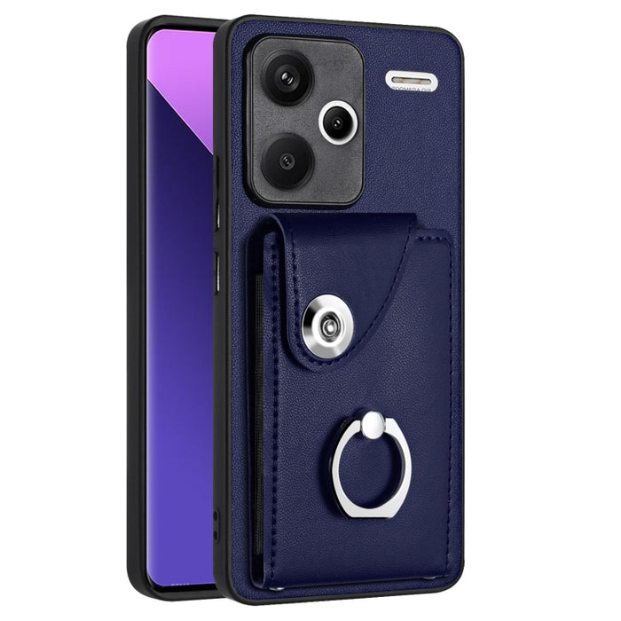Caja del teléfono de la PU del tenedor del anillo del bolso de la tarjeta del órgano, For Xiaomi Redmi A3 4G, For Xiaomi Redmi Note 13 Pro 4G Global, For Xiaomi Redmi Note 13 4G Global, For Xiaomi Redmi 13C 5G / Redmi 13R                               ...