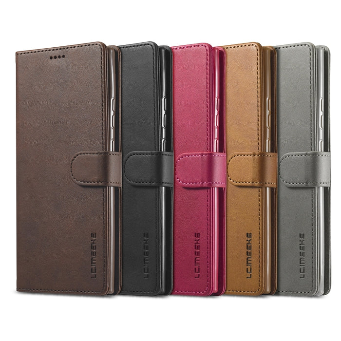LC.IMEEKE Estuche de cuero con tapa horizontal con textura de becerro, con soporte y ranuras para tarjetas y billetera, For Xiaomi Redmi 9, For Samsung Galaxy A21s, For Samsung Galaxy Note 20, For Samsung Galaxy Note 20 Ultra, For Xiaomi Redmi Note 9