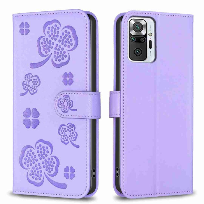 Funda para teléfono de cuero con relieve de cuatro hojas, For Xiaomi Mi 11 Lite, For Xiaomi Redmi Note 10 4G / 10S, For Xiaomi Redmi Note 10 Pro, For Xiaomi Poco M3, For Xiaomi Redmi K30S, For Xiaomi Mi 10T Lite, For Xiaomi Poco X3, For Xiaomi Redmi 9A...
