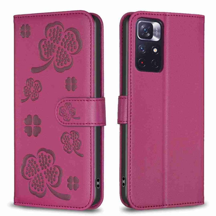 Funda para teléfono de cuero con relieve de cuatro hojas, For Xiaomi Poco M6 4G / Redmi 13 4G, For Xiaomi Redmi A3, For Xiaomi Redmi Note 13 Pro 4G Global, For Xiaomi Redmi Note 13 4G Global, For Xiaomi Redmi Note 13, For Xiaomi Redmi 13C              ...