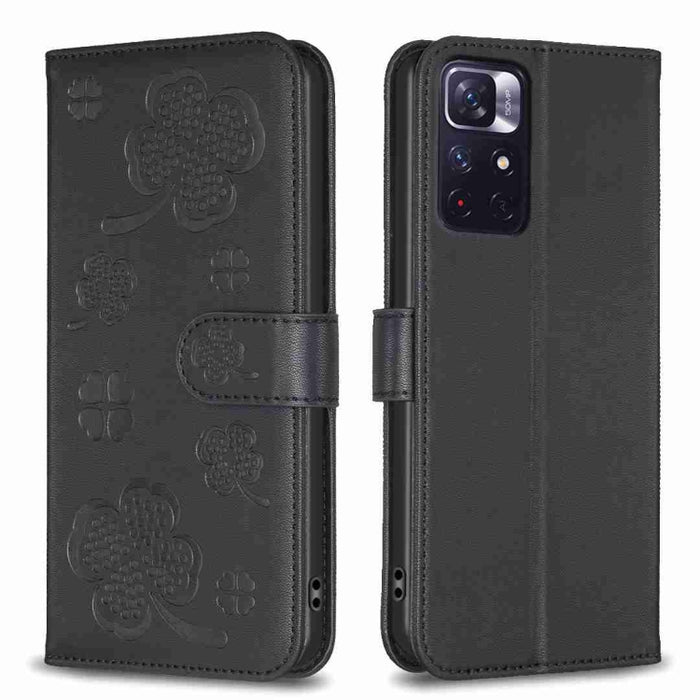 Funda para teléfono de cuero con relieve de cuatro hojas, For Xiaomi Poco M6 4G / Redmi 13 4G, For Xiaomi Redmi A3, For Xiaomi Redmi Note 13 Pro 4G Global, For Xiaomi Redmi Note 13 4G Global, For Xiaomi Redmi Note 13, For Xiaomi Redmi 13C              ...