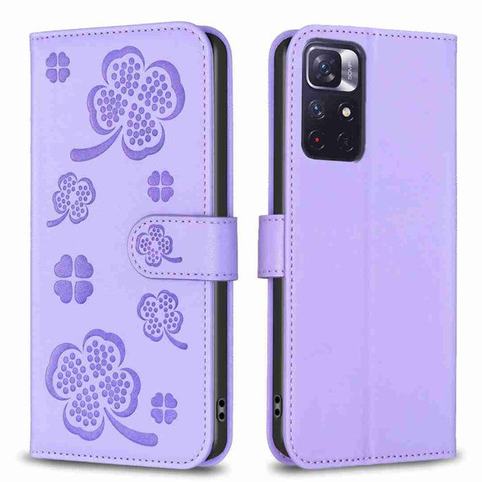 Funda para teléfono de cuero con relieve de cuatro hojas, For Xiaomi Poco M6 4G / Redmi 13 4G, For Xiaomi Redmi A3, For Xiaomi Redmi Note 13 Pro 4G Global, For Xiaomi Redmi Note 13 4G Global, For Xiaomi Redmi Note 13, For Xiaomi Redmi 13C              ...