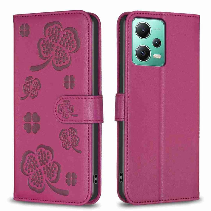 Funda para teléfono de cuero con relieve de cuatro hojas, For Xiaomi Poco C55 / Redmi 12C, For Xiaomi Redmi Note 12 Pro+ 5G Global, For Xiaomi Redmi Note 12 Pro 5G Global, For Xiaomi Redmi Note 12 5G Global, For Xiaomi 13 Lite 5G                       ...