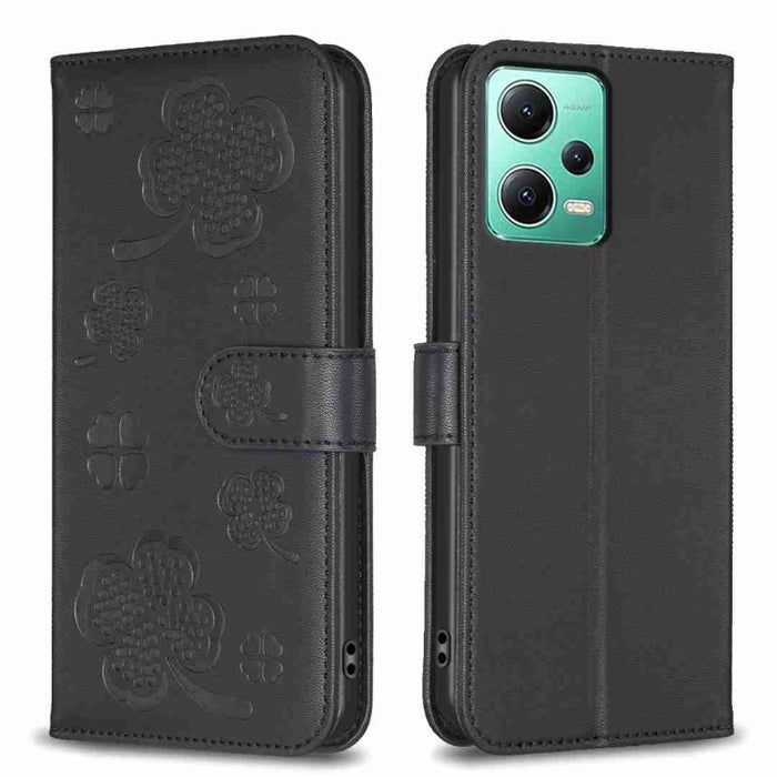 Funda para teléfono de cuero con relieve de cuatro hojas, For Xiaomi Poco C55 / Redmi 12C, For Xiaomi Redmi Note 12 Pro+ 5G Global, For Xiaomi Redmi Note 12 Pro 5G Global, For Xiaomi Redmi Note 12 5G Global, For Xiaomi 13 Lite 5G                       ...