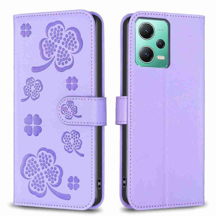 Funda para teléfono de cuero con relieve de cuatro hojas, For Xiaomi Poco C55 / Redmi 12C, For Xiaomi Redmi Note 12 Pro+ 5G Global, For Xiaomi Redmi Note 12 Pro 5G Global, For Xiaomi Redmi Note 12 5G Global, For Xiaomi 13 Lite 5G                       ...