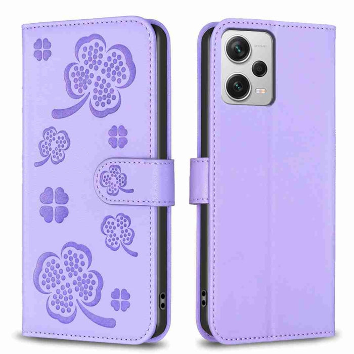 Funda para teléfono de cuero con relieve de cuatro hojas, For Xiaomi Poco C55 / Redmi 12C, For Xiaomi Redmi Note 12 Pro+ 5G Global, For Xiaomi Redmi Note 12 Pro 5G Global, For Xiaomi Redmi Note 12 5G Global, For Xiaomi 13 Lite 5G                       ...