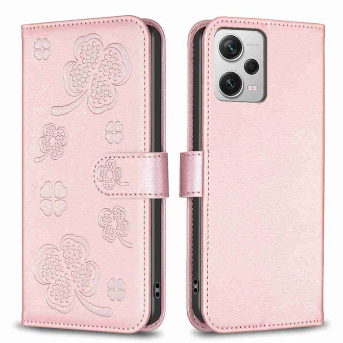 Funda para teléfono de cuero con relieve de cuatro hojas, For Xiaomi Poco C55 / Redmi 12C, For Xiaomi Redmi Note 12 Pro+ 5G Global, For Xiaomi Redmi Note 12 Pro 5G Global, For Xiaomi Redmi Note 12 5G Global, For Xiaomi 13 Lite 5G                       ...