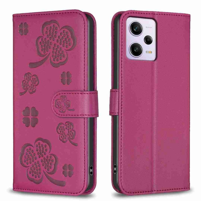 Funda para teléfono de cuero con relieve de cuatro hojas, For Xiaomi Poco C55 / Redmi 12C, For Xiaomi Redmi Note 12 Pro+ 5G Global, For Xiaomi Redmi Note 12 Pro 5G Global, For Xiaomi Redmi Note 12 5G Global, For Xiaomi 13 Lite 5G                       ...