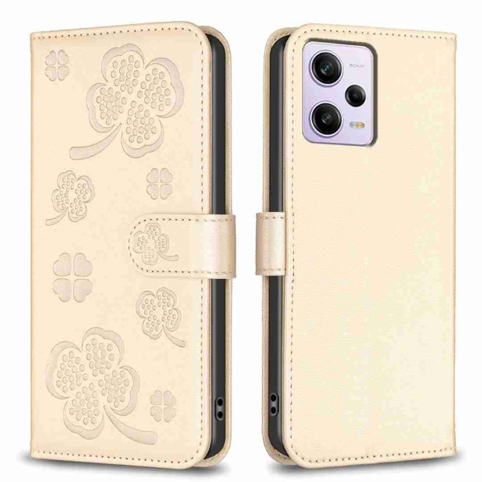 Funda para teléfono de cuero con relieve de cuatro hojas, For Xiaomi Poco C55 / Redmi 12C, For Xiaomi Redmi Note 12 Pro+ 5G Global, For Xiaomi Redmi Note 12 Pro 5G Global, For Xiaomi Redmi Note 12 5G Global, For Xiaomi 13 Lite 5G                       ...