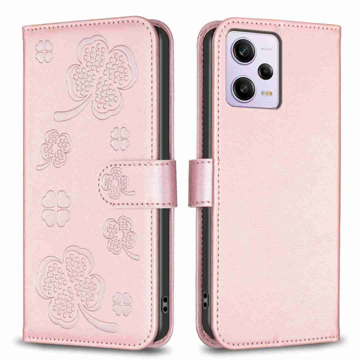 Funda para teléfono de cuero con relieve de cuatro hojas, For Xiaomi Poco C55 / Redmi 12C, For Xiaomi Redmi Note 12 Pro+ 5G Global, For Xiaomi Redmi Note 12 Pro 5G Global, For Xiaomi Redmi Note 12 5G Global, For Xiaomi 13 Lite 5G                       ...