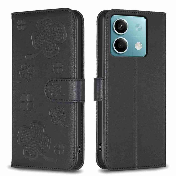 Funda para teléfono de cuero con relieve de cuatro hojas, For Xiaomi Poco M6 4G / Redmi 13 4G, For Xiaomi Redmi A3, For Xiaomi Redmi Note 13 Pro 4G Global, For Xiaomi Redmi Note 13 4G Global, For Xiaomi Redmi Note 13, For Xiaomi Redmi 13C              ...