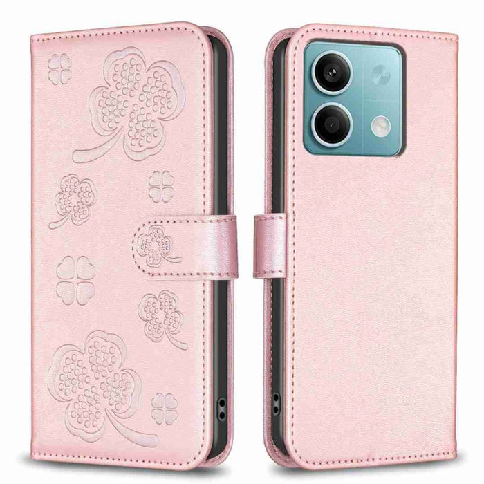 Funda para teléfono de cuero con relieve de cuatro hojas, For Xiaomi Poco M6 4G / Redmi 13 4G, For Xiaomi Redmi A3, For Xiaomi Redmi Note 13 Pro 4G Global, For Xiaomi Redmi Note 13 4G Global, For Xiaomi Redmi Note 13, For Xiaomi Redmi 13C              ...