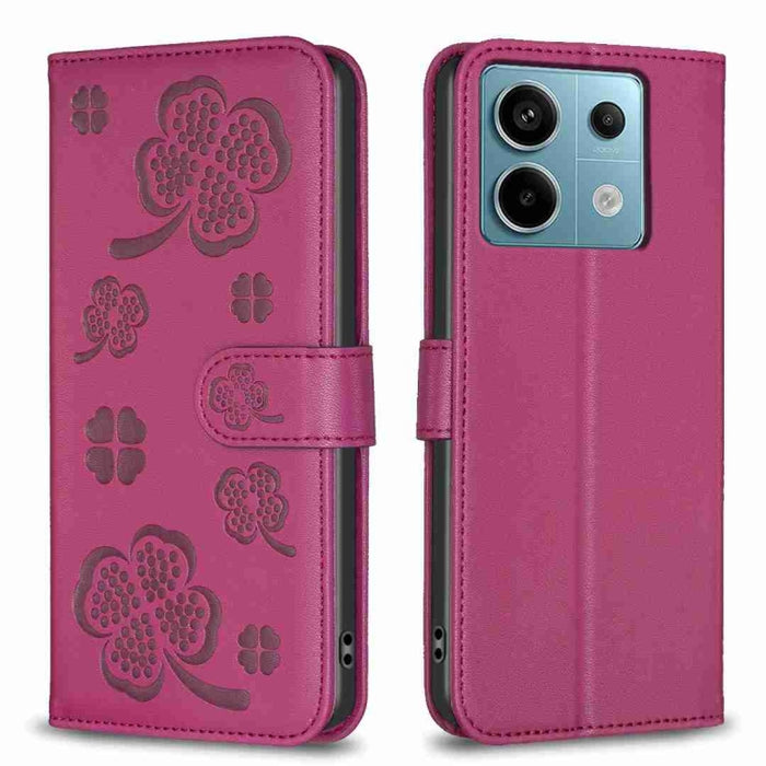 Funda para teléfono de cuero con relieve de cuatro hojas, For Xiaomi Poco M6 4G / Redmi 13 4G, For Xiaomi Redmi A3, For Xiaomi Redmi Note 13 Pro 4G Global, For Xiaomi Redmi Note 13 4G Global, For Xiaomi Redmi Note 13, For Xiaomi Redmi 13C              ...