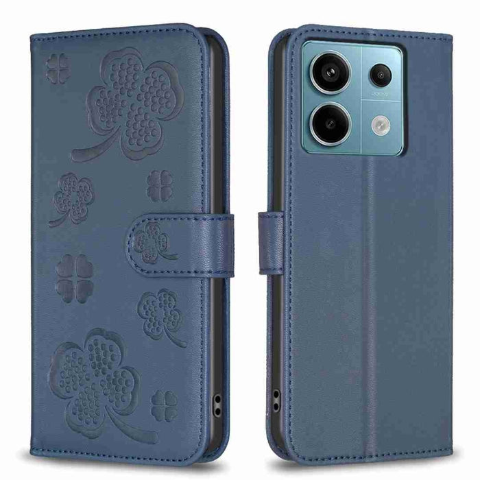 Funda para teléfono de cuero con relieve de cuatro hojas, For Xiaomi Poco M6 4G / Redmi 13 4G, For Xiaomi Redmi A3, For Xiaomi Redmi Note 13 Pro 4G Global, For Xiaomi Redmi Note 13 4G Global, For Xiaomi Redmi Note 13, For Xiaomi Redmi 13C              ...