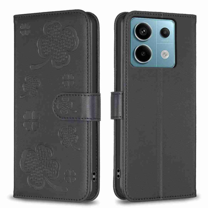 Funda para teléfono de cuero con relieve de cuatro hojas, For Xiaomi Poco M6 4G / Redmi 13 4G, For Xiaomi Redmi A3, For Xiaomi Redmi Note 13 Pro 4G Global, For Xiaomi Redmi Note 13 4G Global, For Xiaomi Redmi Note 13, For Xiaomi Redmi 13C              ...