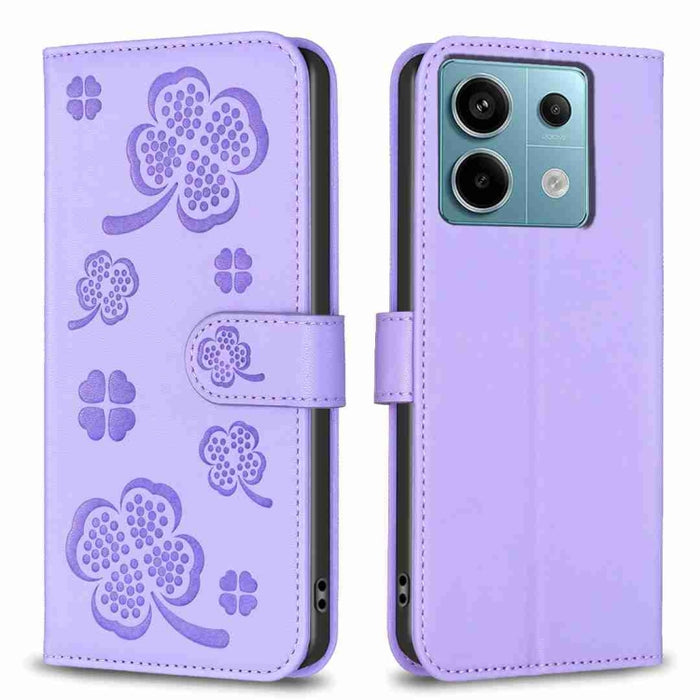Funda para teléfono de cuero con relieve de cuatro hojas, For Xiaomi Poco M6 4G / Redmi 13 4G, For Xiaomi Redmi A3, For Xiaomi Redmi Note 13 Pro 4G Global, For Xiaomi Redmi Note 13 4G Global, For Xiaomi Redmi Note 13, For Xiaomi Redmi 13C              ...