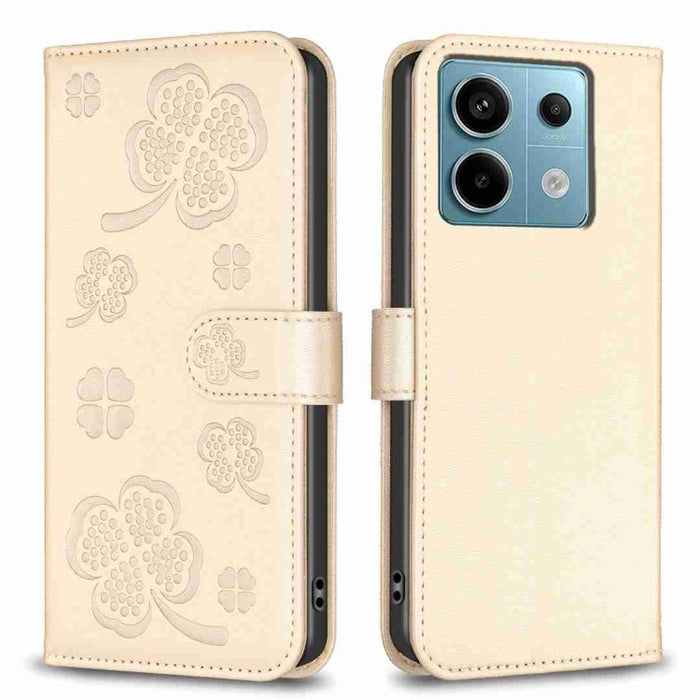 Funda para teléfono de cuero con relieve de cuatro hojas, For Xiaomi Poco M6 4G / Redmi 13 4G, For Xiaomi Redmi A3, For Xiaomi Redmi Note 13 Pro 4G Global, For Xiaomi Redmi Note 13 4G Global, For Xiaomi Redmi Note 13, For Xiaomi Redmi 13C              ...